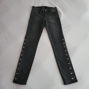 DTLA Dark Gray Y2K Silver Stud Button Skinny Jeans